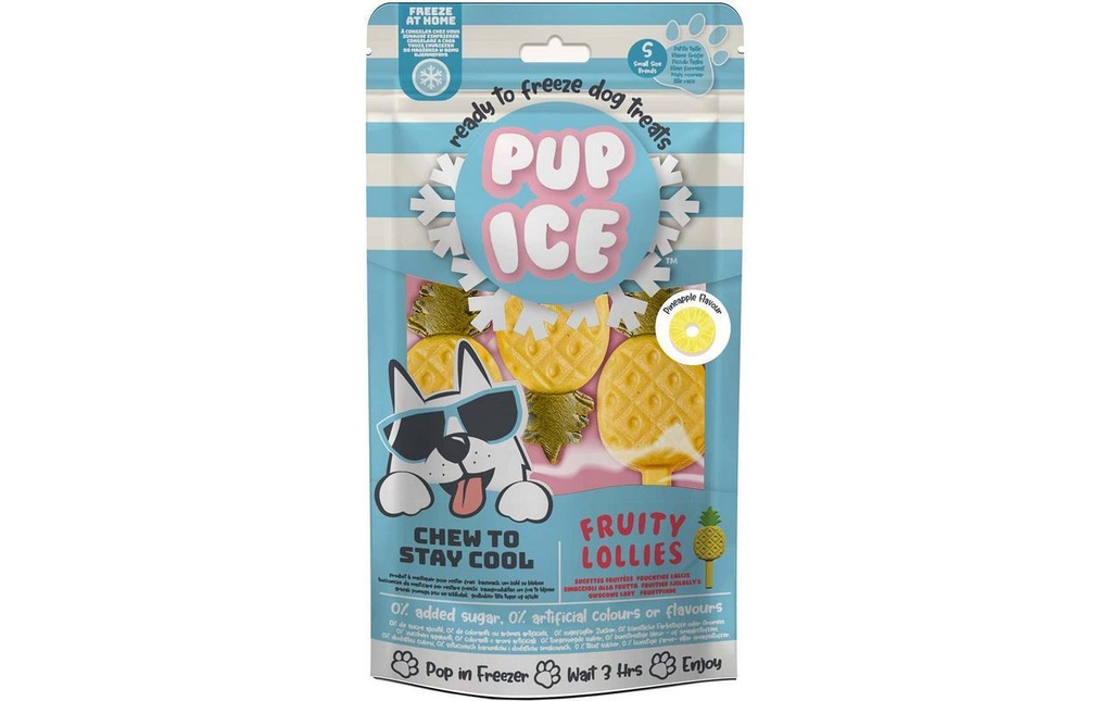 PUP ICE Friandise Fruity Lollies Ananas, 3 pièces, 90g