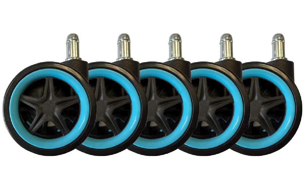 LC-Power Roulettes LC-CASTERS-DRIFT Set de 5 pièces bleu clair