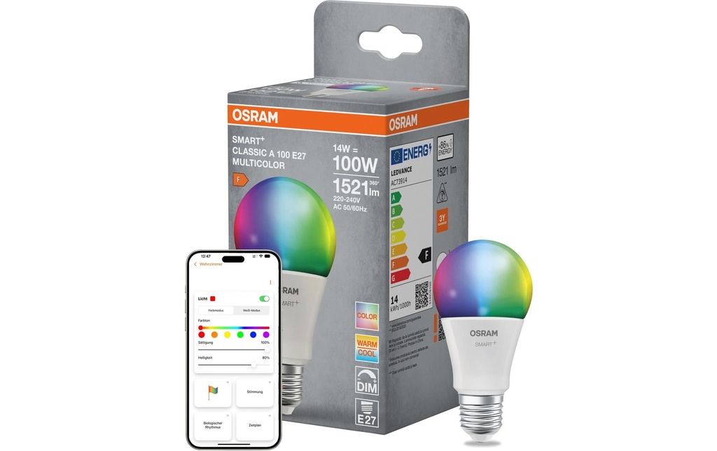 OSRAM Ampoules A100 SMART+ MATTER, E27, 14 W, RGBW