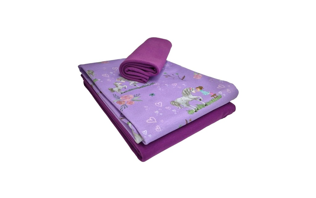 Stoffe Tissu Jersey cheval lilas en 3 parties, 2 x 1 m