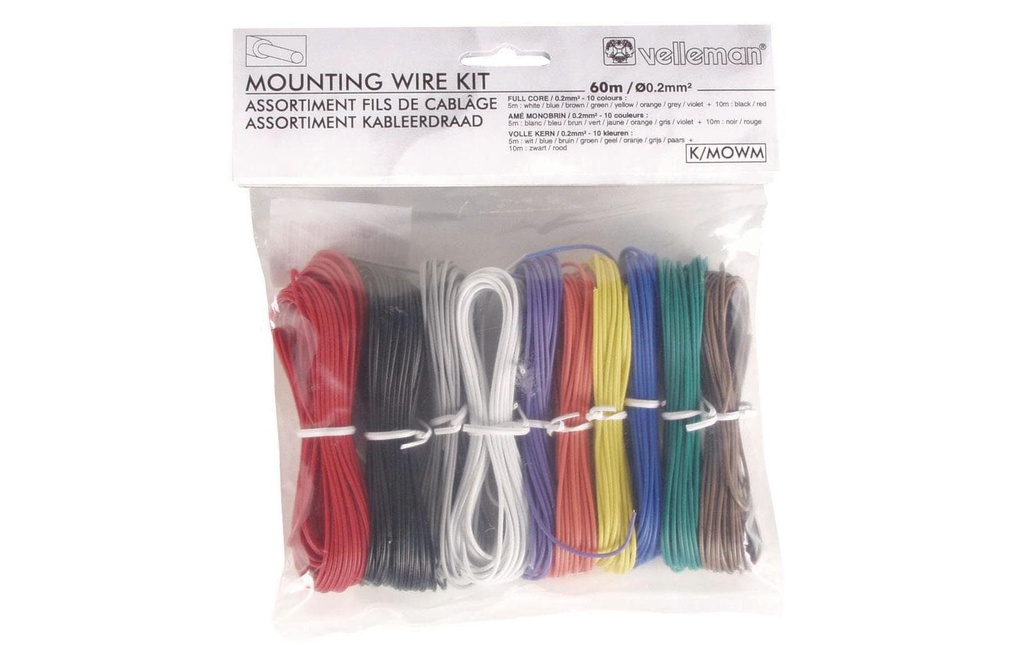 Velleman Câble K/MOWM fil 0.2mm², 60m, 10 pièces