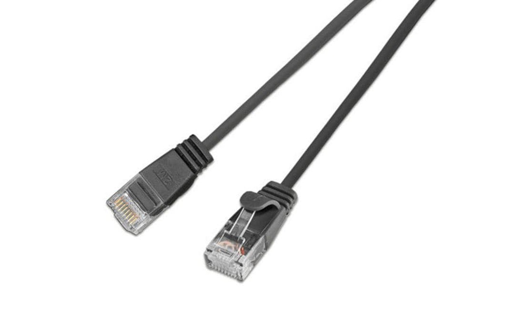 SLIM Câble de raccordement KAT6 Light, rond, U/UTP, Ø 2,8 mm, noir
