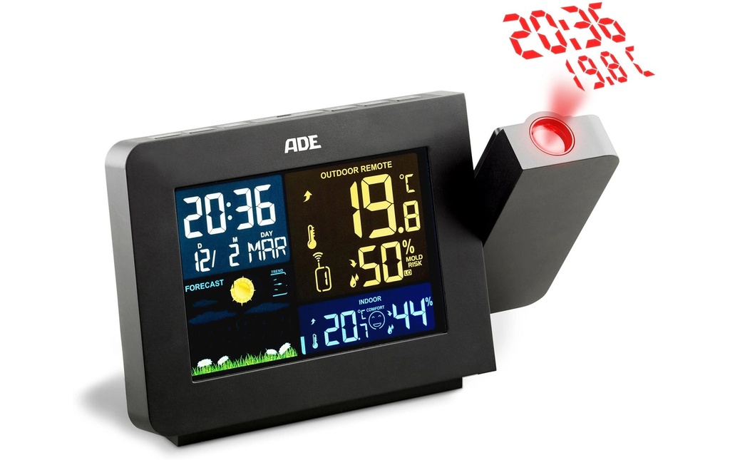 ADE Station météo avec capteur extérieur radio Noir