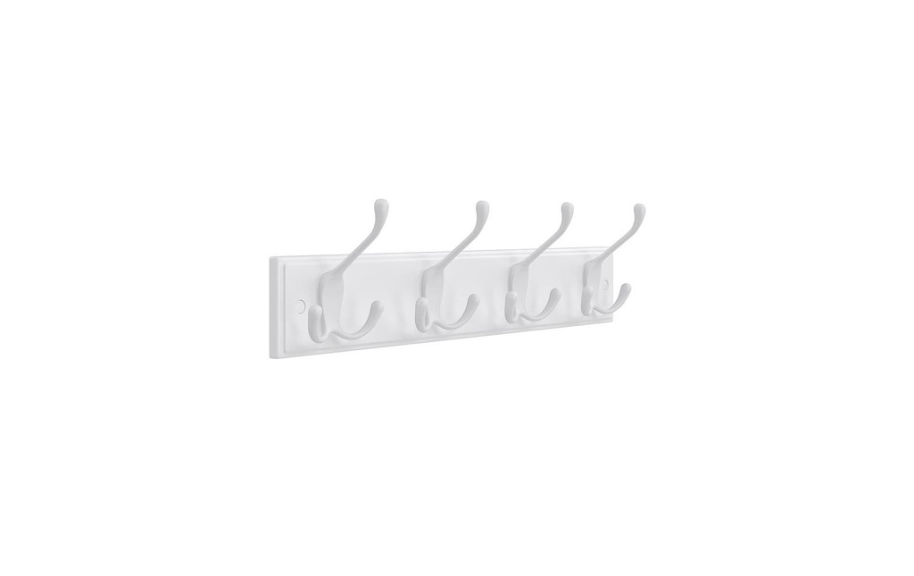 Songmics Portemanteau avec 4 crochets 40 cm x 11 cm, Blanc