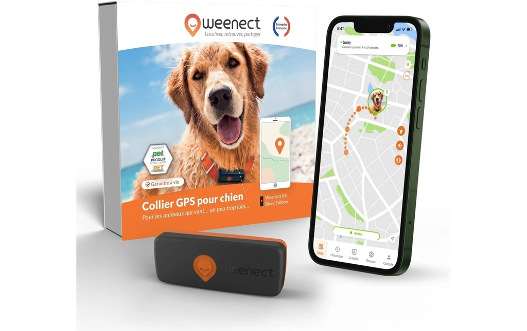 Weenect Traqueur GPS XS pour les chiens, Noir