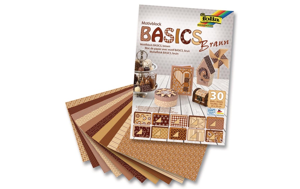 Folia Bloc de papier à motif Basics  brunir