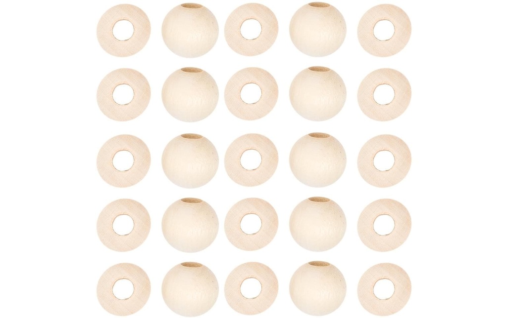lalana Perles en bois avec grand trou 20 mm, 25 pièces