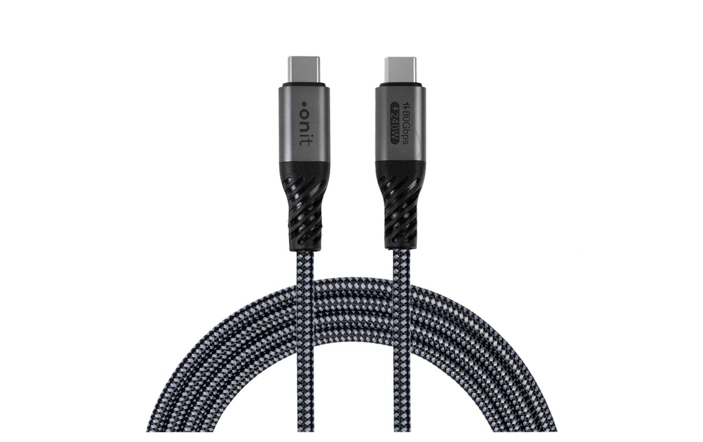 onit Câble USB4 v2.0 Premium, , USB-C - USB-C, 0.5 m, Noir/Gris