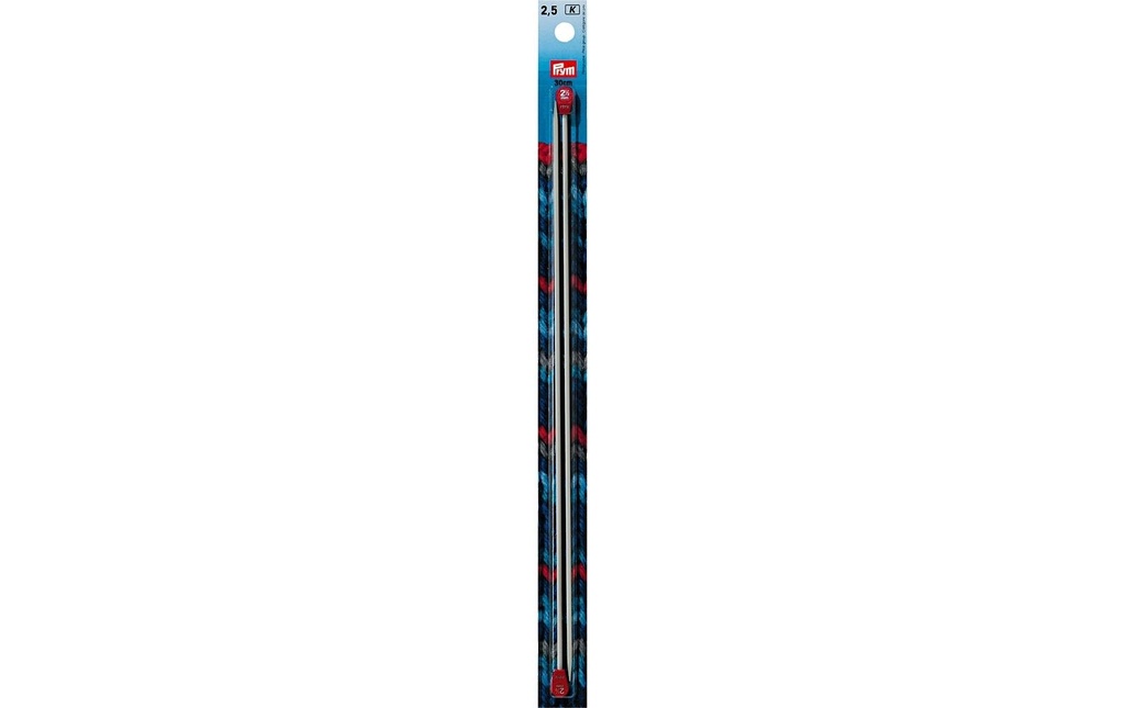 Prym Aiguilles à tricoter pour vestes Alu, gris 2.50 mm, 30 cm, carte 2 pièces