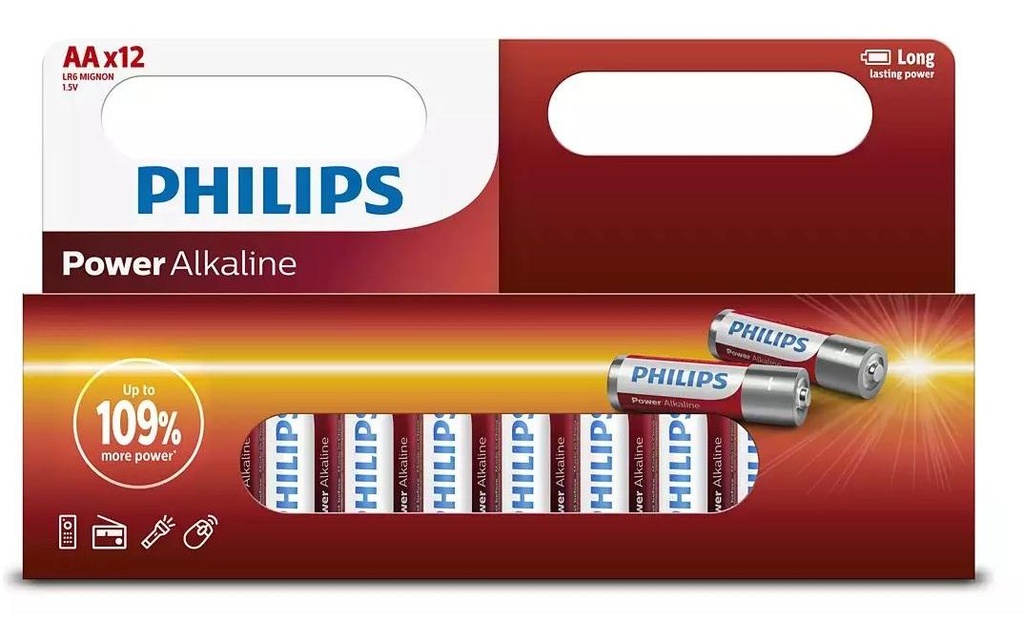 Philips Pile Power Alkaline AA , 12 Pièce/s