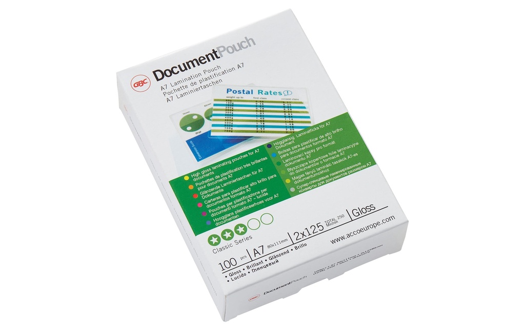 GBC Film laminé Document Pouch A7, 100 pièces