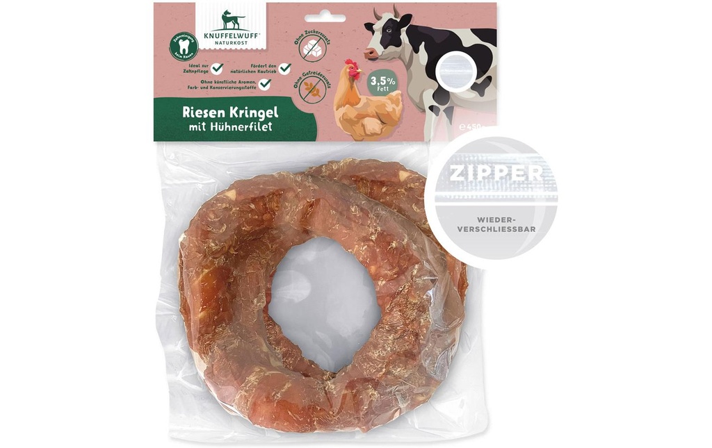 Knuffelwuff Produit à mâcher  Cercles géants au filet de poulet 2 pièces environ 450 g