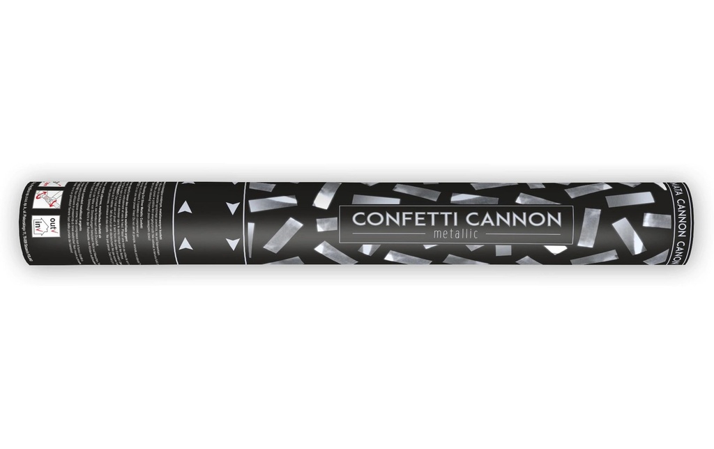 Partydeco Canon à confettis argent, 40 cm