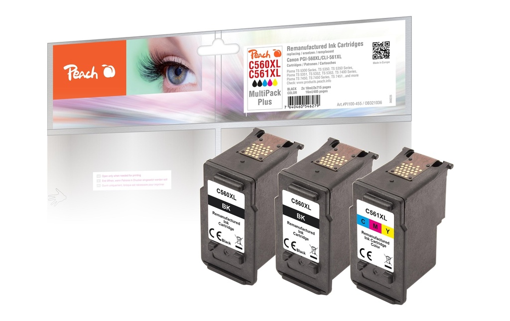 Peach Encre Canon PG-560XL/CL-561XL Multi-Pack+ C, M, Y, BK
