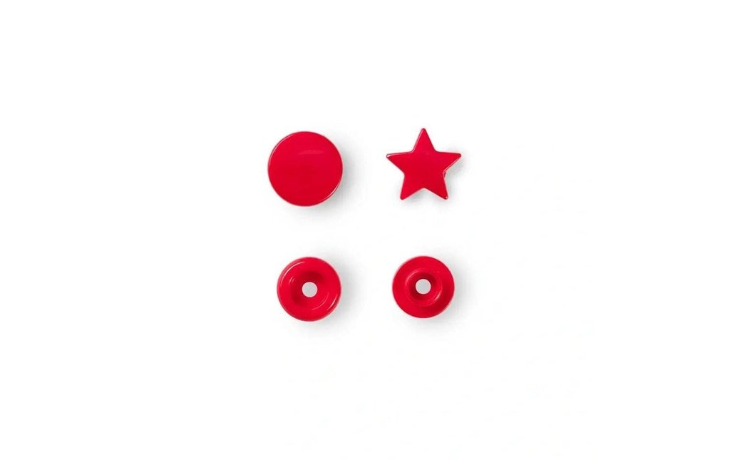 Prym Boutons poussoirs Boutons de couleur Étoile, rouge, 12.4 mm, 30 pièces