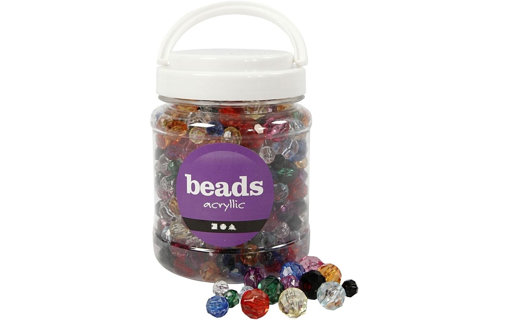 Creativ Company Perles à facettes 500 g, Assorti