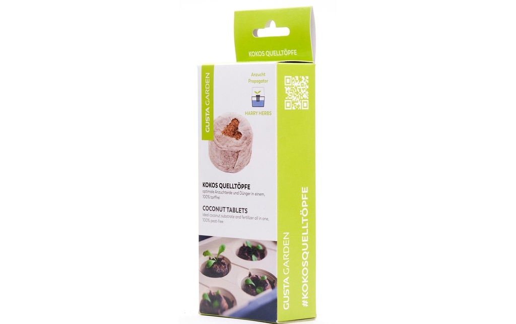 Gusta Garden Pots de décantation en coco HARRY HERBS, 16 pièces