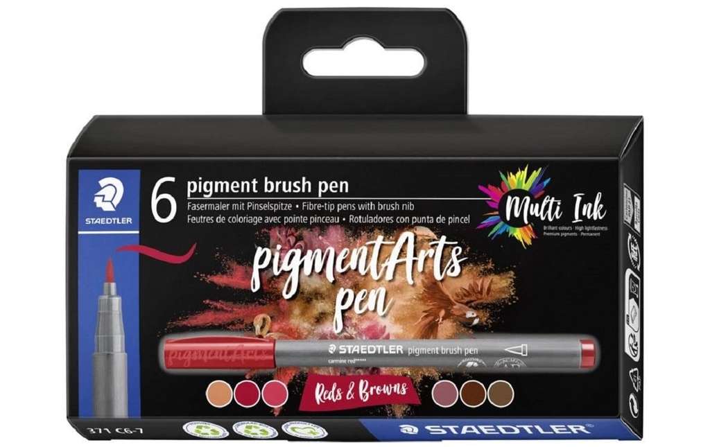 Staedtler Feutres de coloriage Pigment Arts Brush Pen Reds & Browns