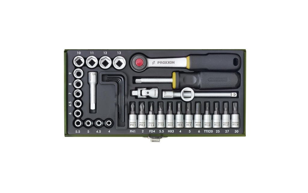 Proxxon Industrial Jeux de clés à douille 1/4 36 pièces