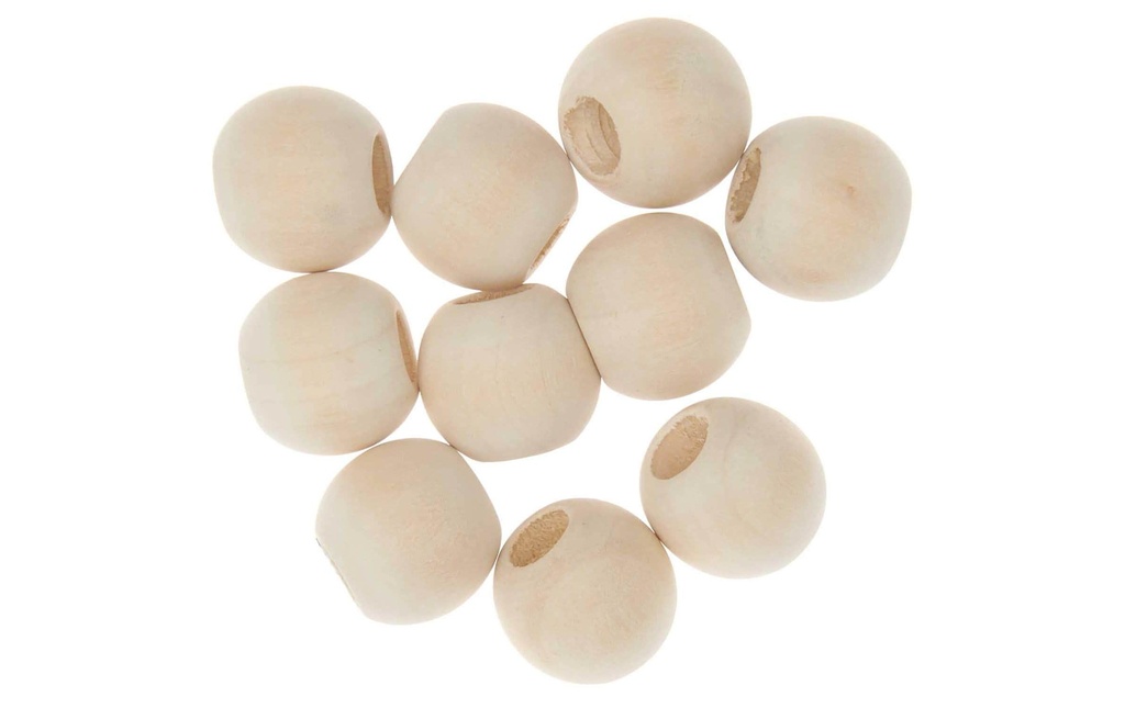 Rico Design Billes de bois Macramé Nature, 10 pièces