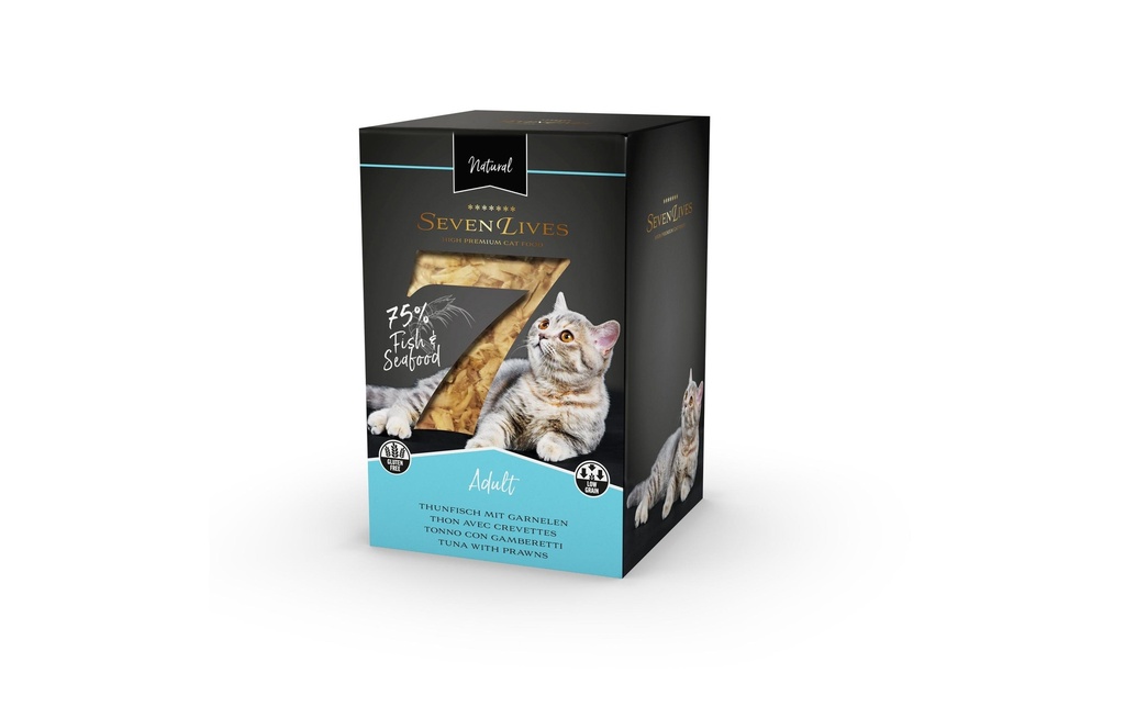 7Lives Alimentation humide Adult Thon avec crevettes dans un bouillon de poisson, 6x60g