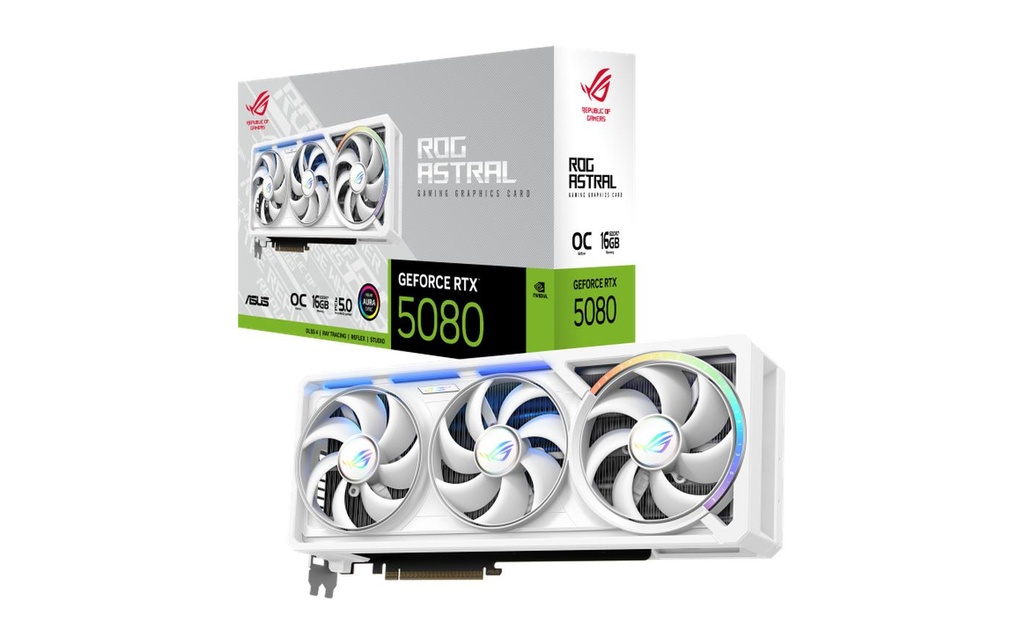 ASUS ROG Carte graphique ROG Astral GeForce RTX 5080 16GB GDDR7 WHITE OC