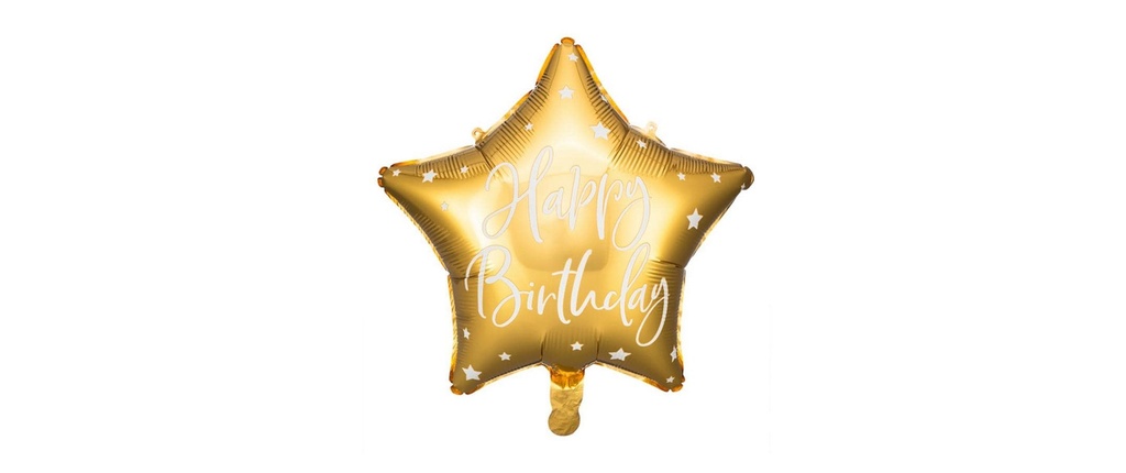 Partydeco Ballon en aluminium Happy Birthday Doré
