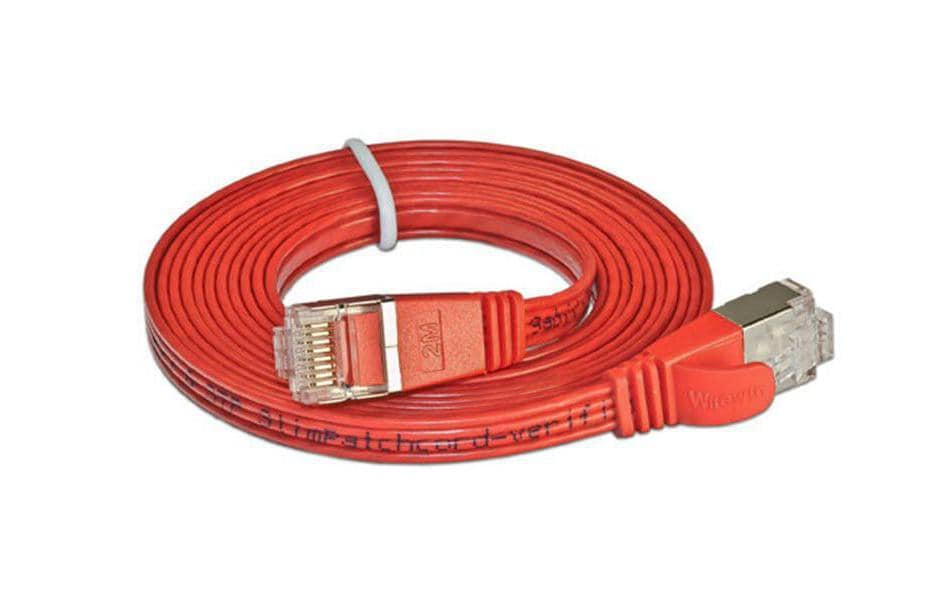 SLIM Câble patch slim RJ-45 - RJ-45, Cat 6, STP, 0.1 m, Rouge