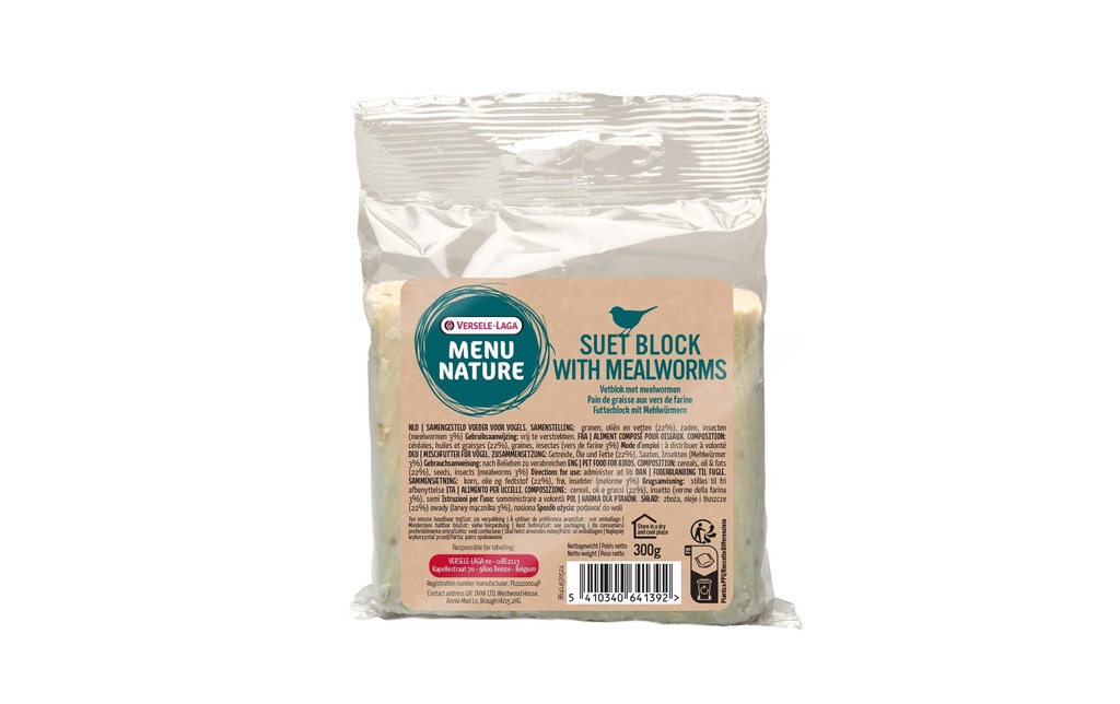 Versele Laga Nourriture pour oiseaux MN bloc d'alimentation avec vers de farine 300 g