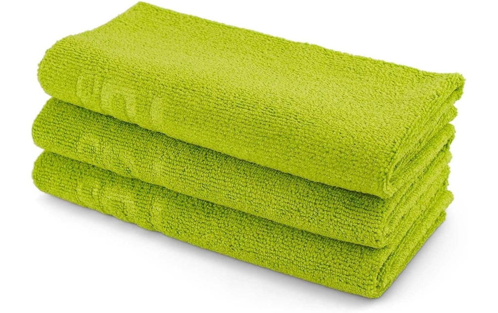 21CARS Edgeless Serviette microfibre Set de 3 pièces 40 x 40 cm Vert