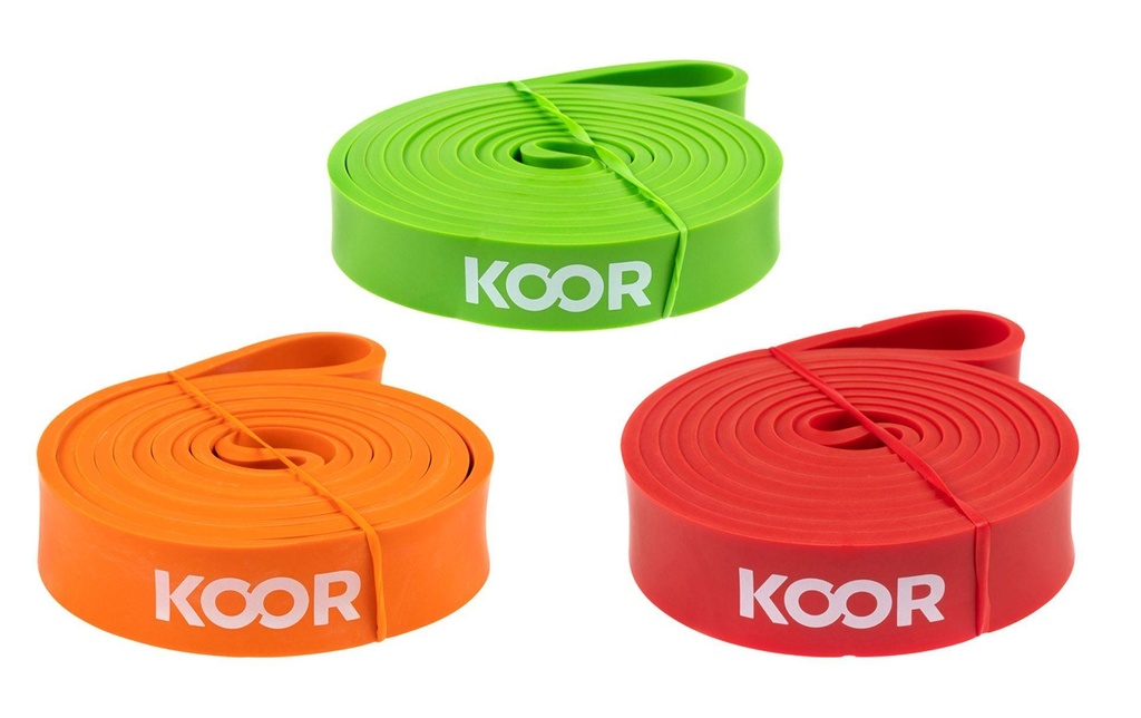 KOOR Bande élastique de musculation Lot de 3, moyen à extra fort