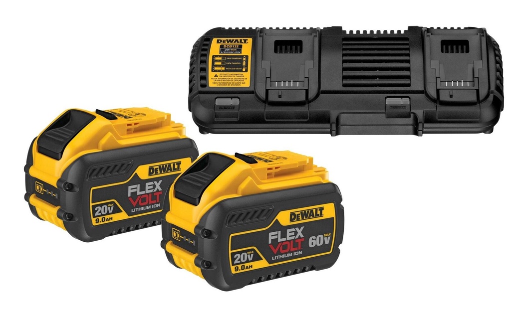 DEWALT Kit de démarrage XR double chargeur et 2x 54 V 9 Ah batterie