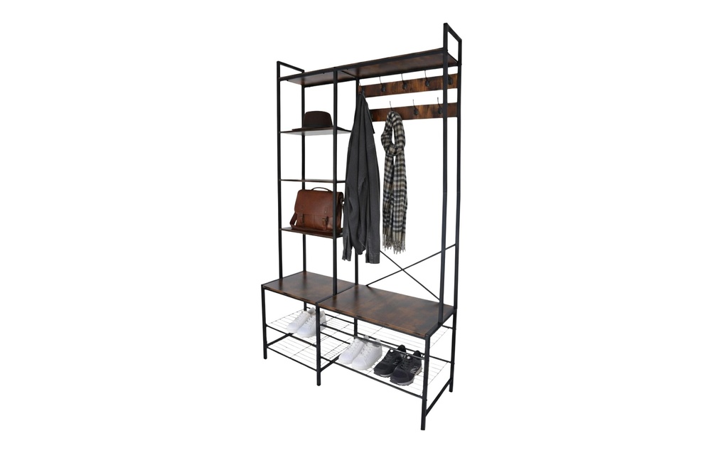 relaxdays Porte-manteau Noir/Brun foncé