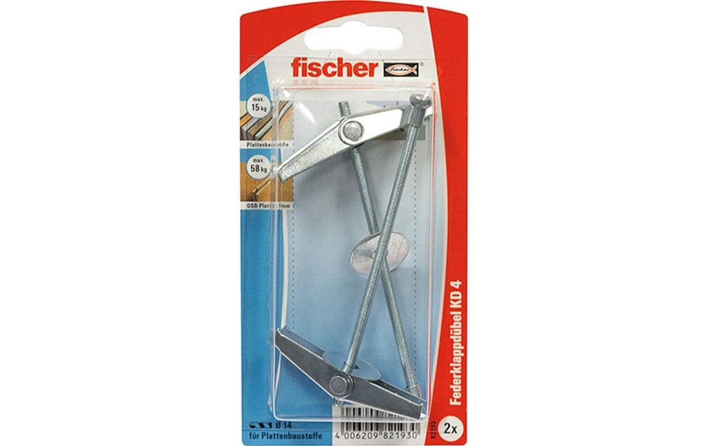 Fischer Cheville à bascule KD 4, 2 Pièce/s