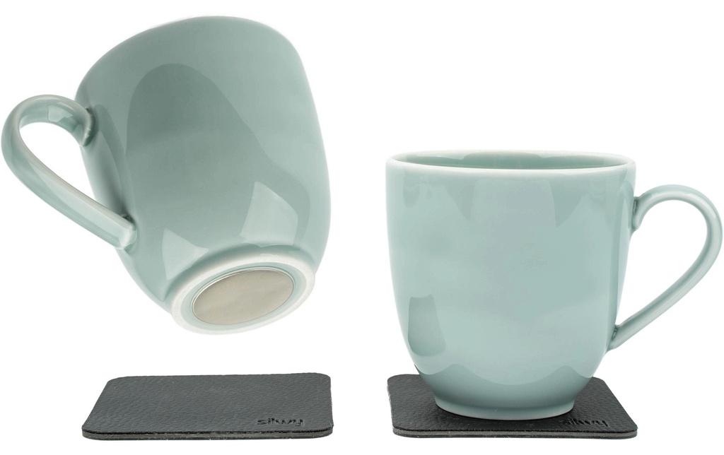 Silwy Tasses en porcelaine magnétiques Cyan
