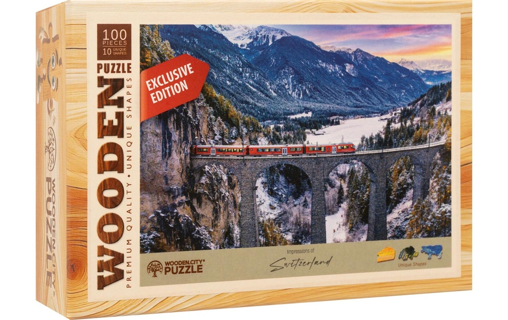 Wooden City Puzzle en bois Viaduc des RhB 100 pièces