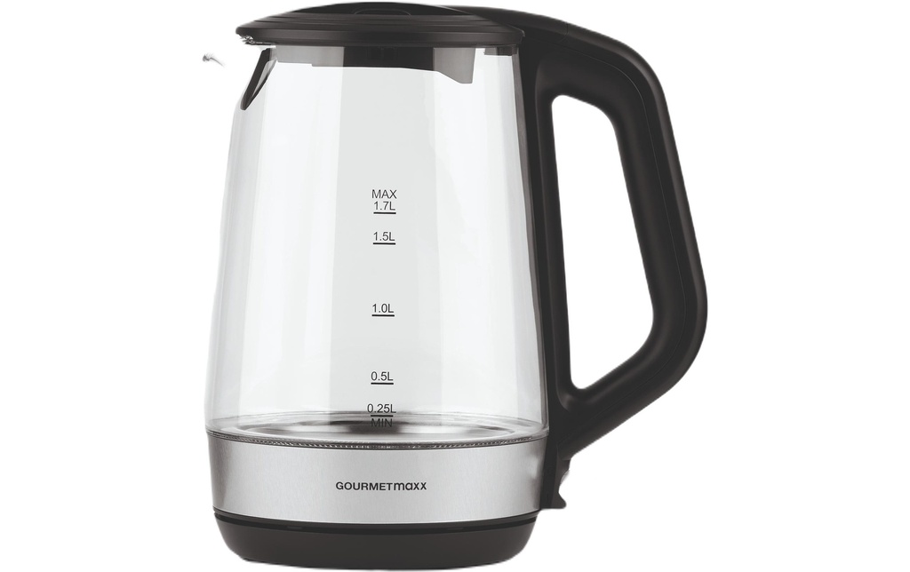 GOURMETmaxx Bouilloire 1.7 l, Noir/Transparent