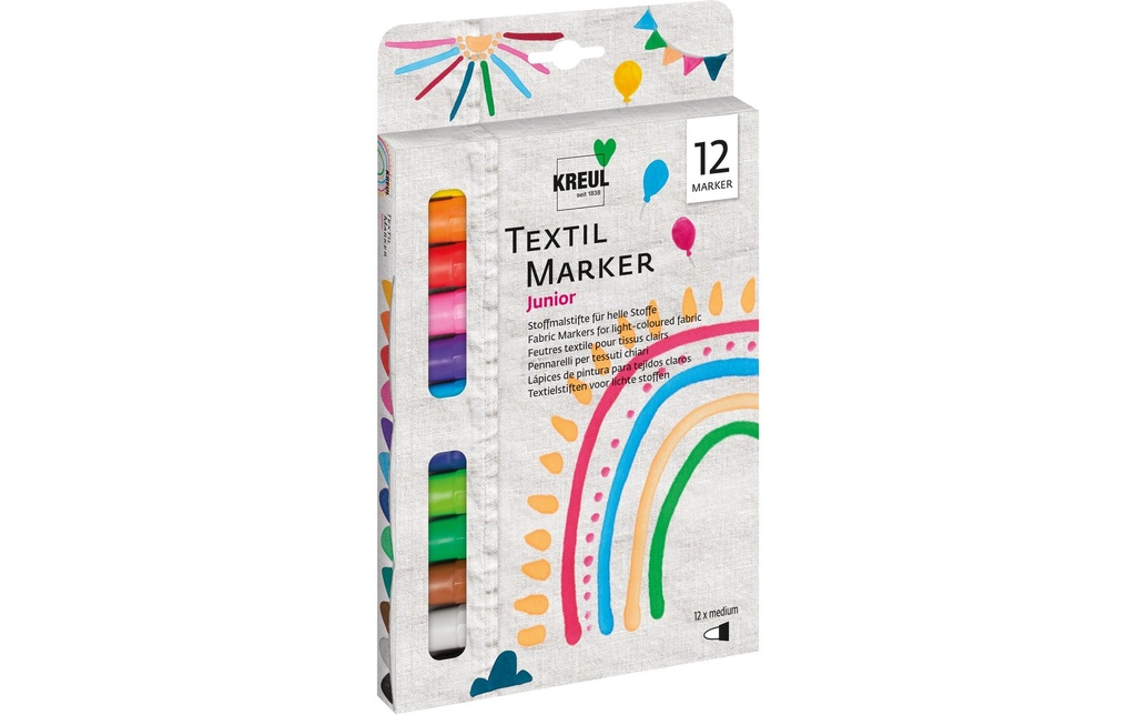 Kreul Marqueur pour textiles medium Junior Lot de 12