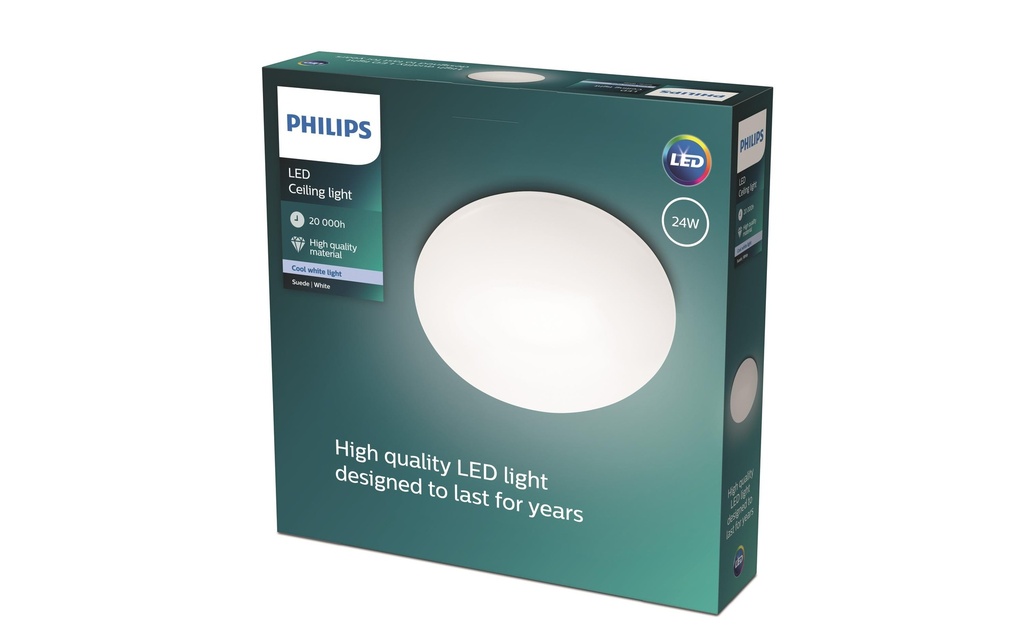 Philips Suede plafonnier 4 x 5W, 4000K, blanc
