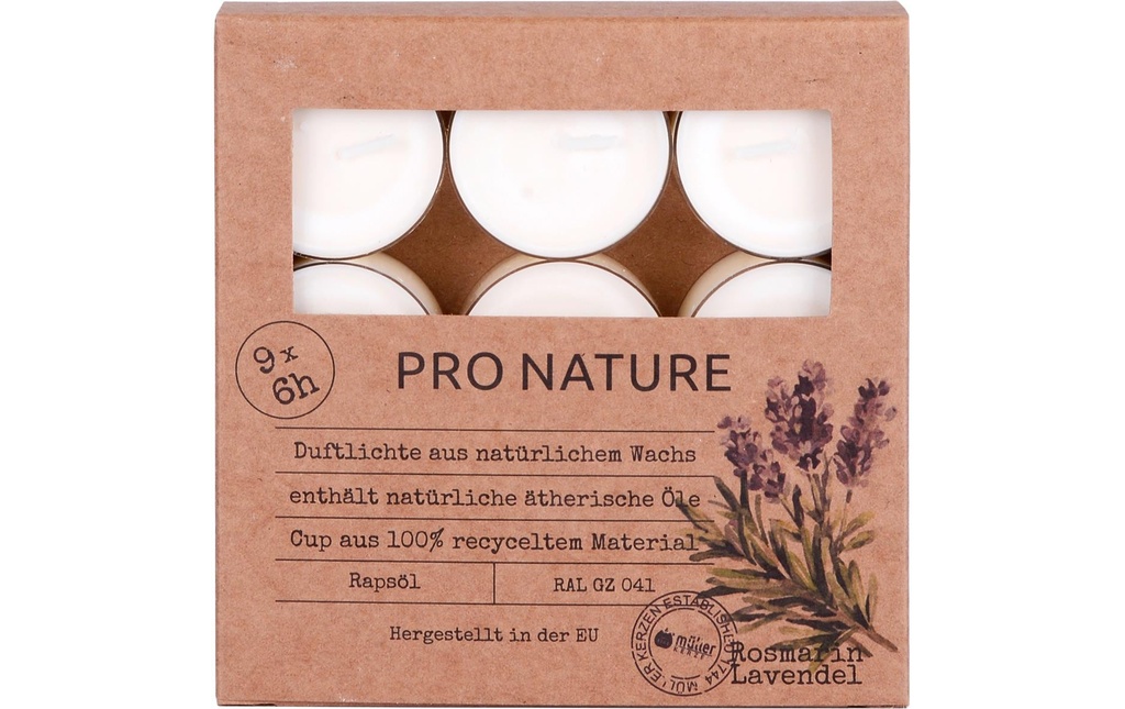 müller Kerzen Bougie parfumée Romarin & lavande 9 pièces