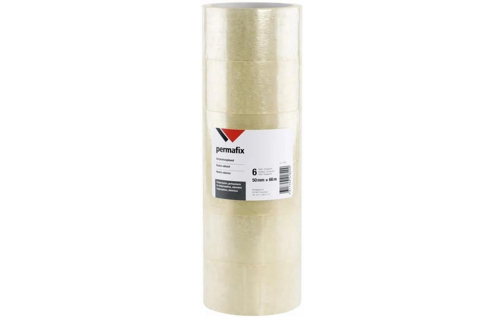 Permafix Ruban adhésif 50 mm x 66 m,  Transparent ,  6 pièces