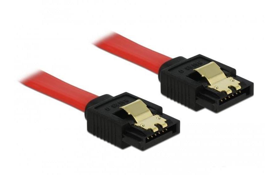 Delock Câble SATA3 rouge, clip, 10 cm