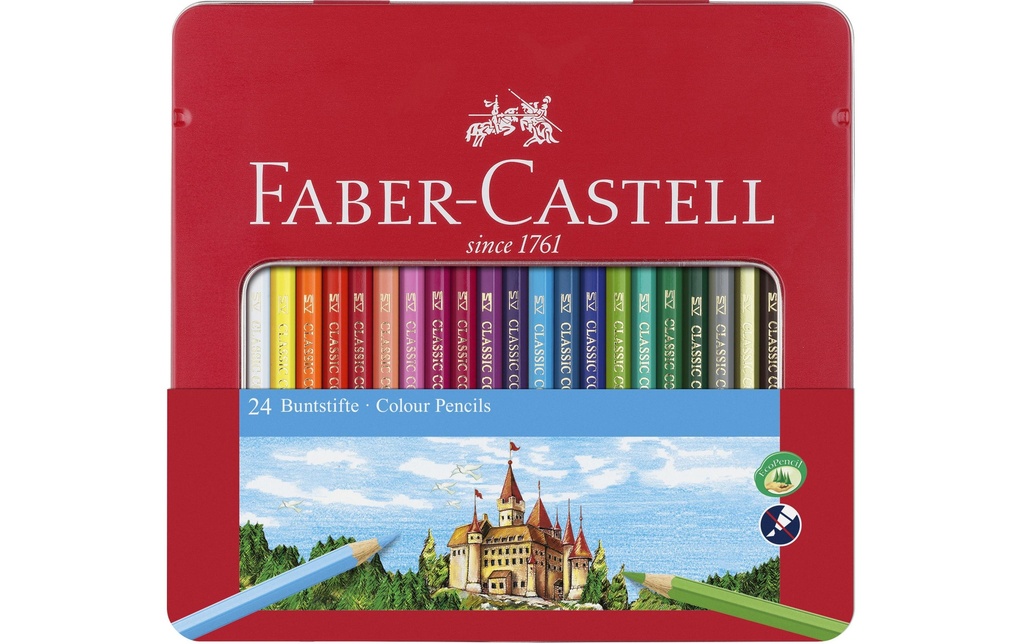 Faber-Castell Crayons de couleur Hexagonal Étui métallique de 24 pièces