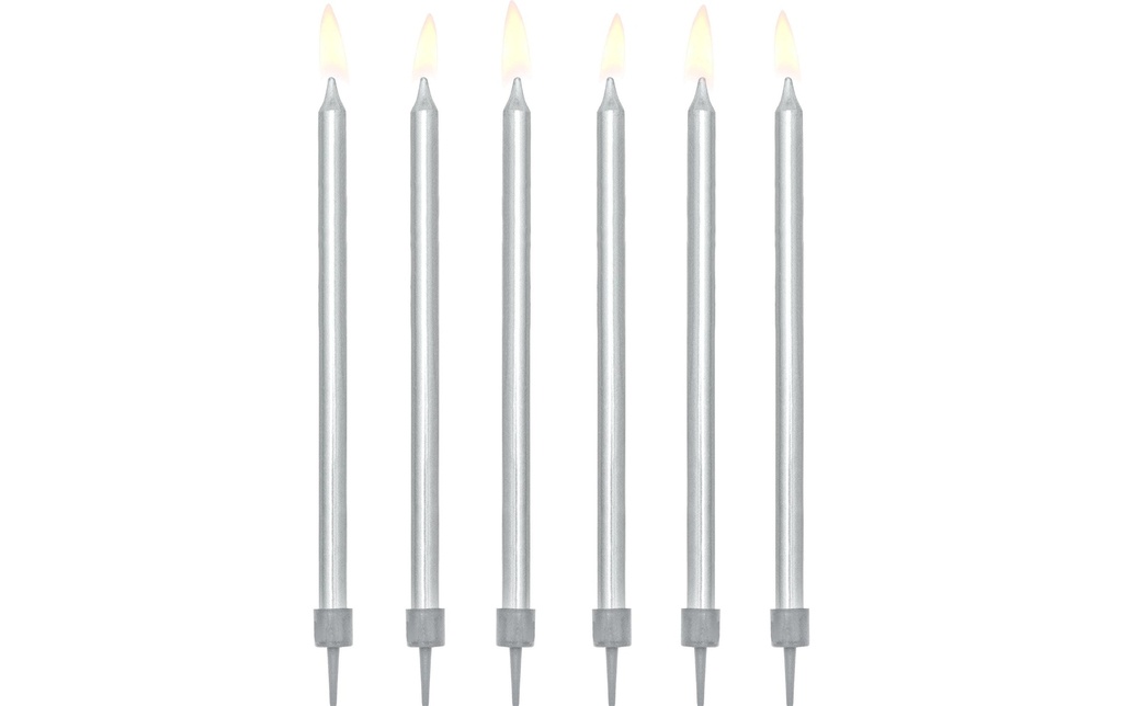 Partydeco Bougie 12.5 cm, 12 pièces, argent
