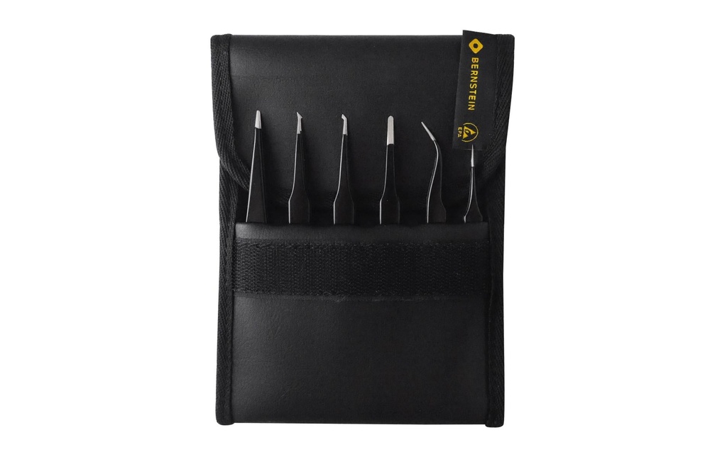 Bernstein Werkzeuge Ensemble de pinces à épiler ESD SMD, 6 pièces 110 mm/120 mm/130 mm