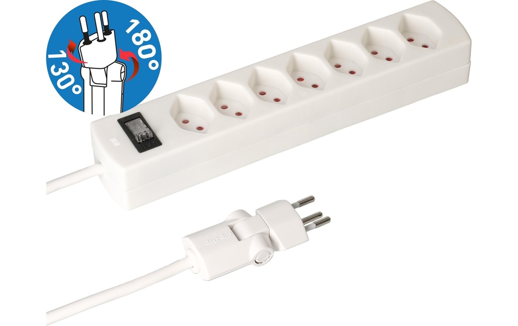 Max Hauri Pack de deux prises multiples 7 x type 13, Safety Line, blanc