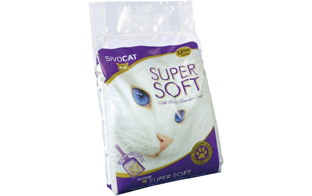 SivoCat Litière pour chat Poudre super douce pour bébé, 11.6 kg / 12 l