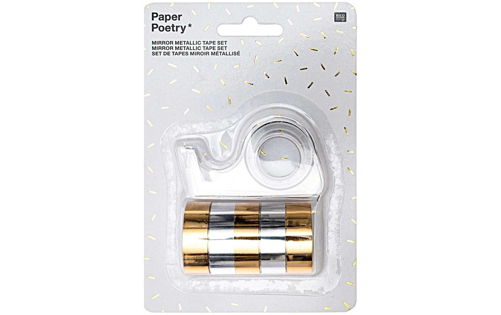 Rico Design Ruban Washi Mirror Metallic Tape Set 6 rouleaux, or/argent