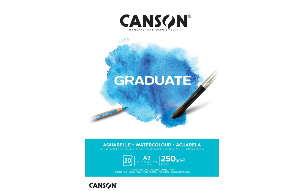 Canson Bloc aquarelle Graduate A3, 20 feuilles