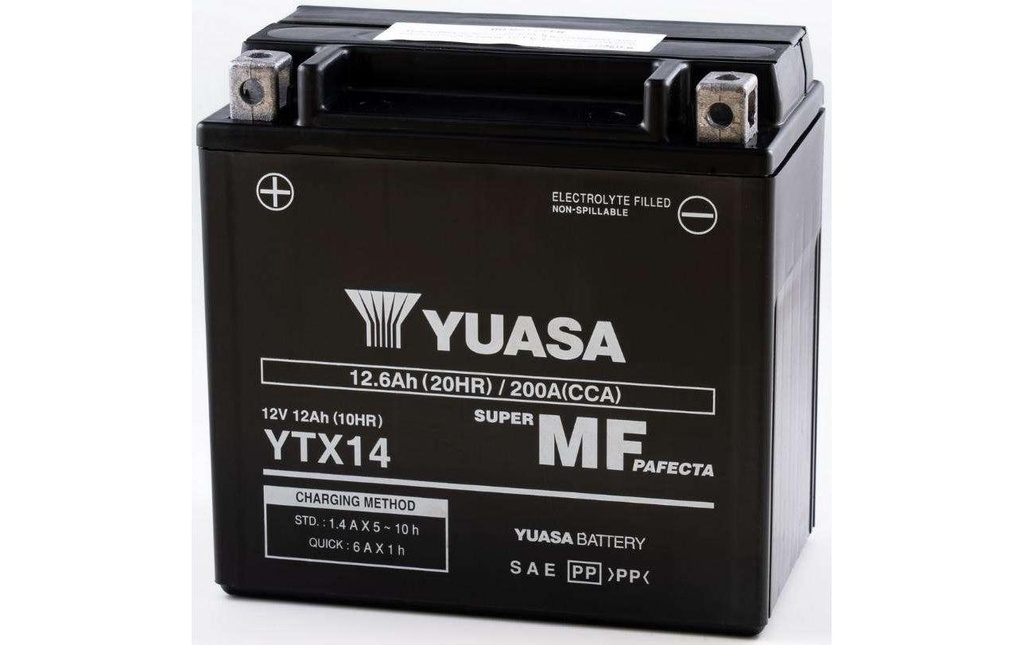YUASA Batterie de moto AGM 12 V/12.6Ah/200A